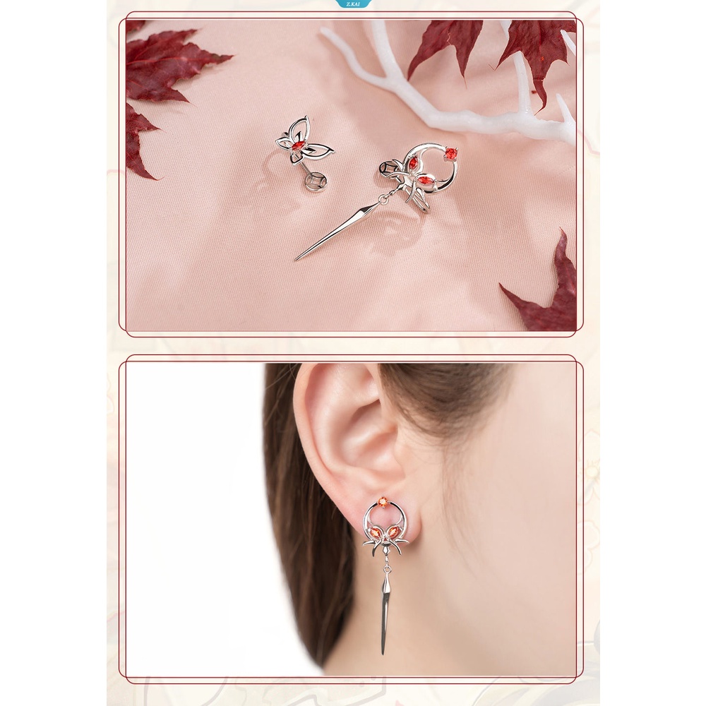 Anime Tian Guan Ci Fu Anting Surga Berkah Resmi Hua Cheng Xie Lian Cosplay Wanita Telinga Klip Studs Liontin Perhiasan Hadiah [ZK]