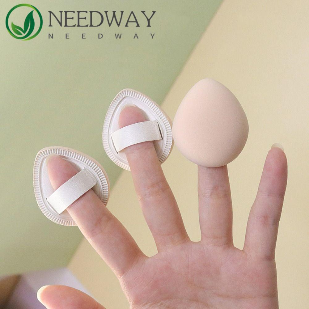 Needway   Mini Finger Puff Mini Profesional Natural Makeup Puff Blush Ujung Jari Loose Powder Puff Kering Basah Dual-use Foundation Alat Spons Makeup