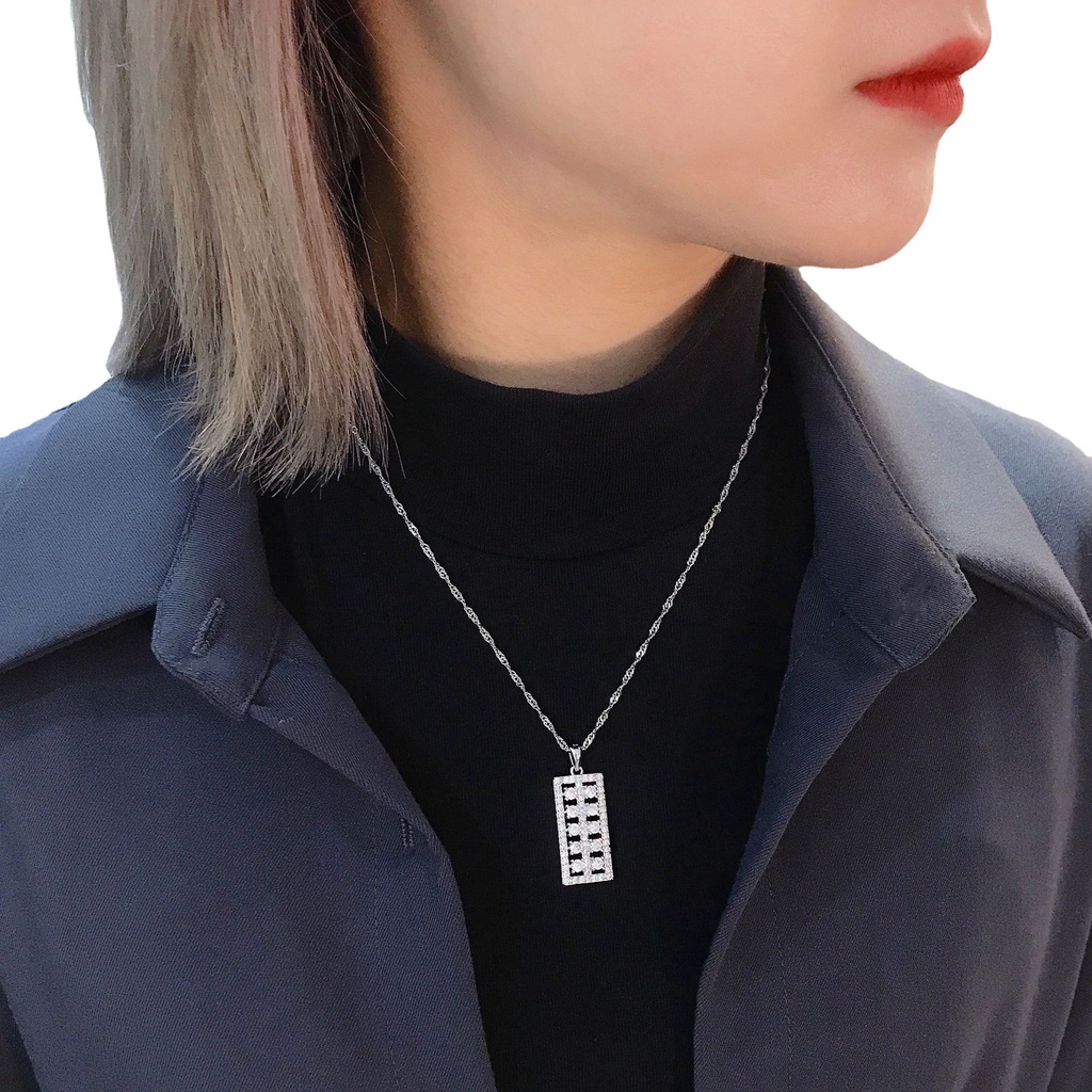 Goldkingdom Fashion Perhiasan Aksesoris Ready Stock Berlian Penuh Beruntung Sempoa Liontin Sweater Kalung Kepribadian Perempuan Hiasan Leher