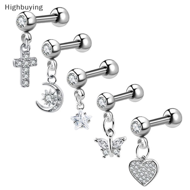 Hbid Cross Ear Tragus Earring Stud Barbel Kristal Tulang Rawan Anting Stud Glory