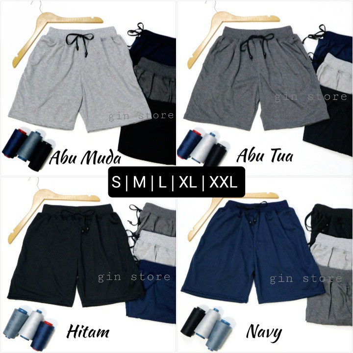 BONUS DADAKAN!! Celana Pendek Polos Bahan Kaos Adem - Shortpants Boxer - Celana Tidur Pria Wanita