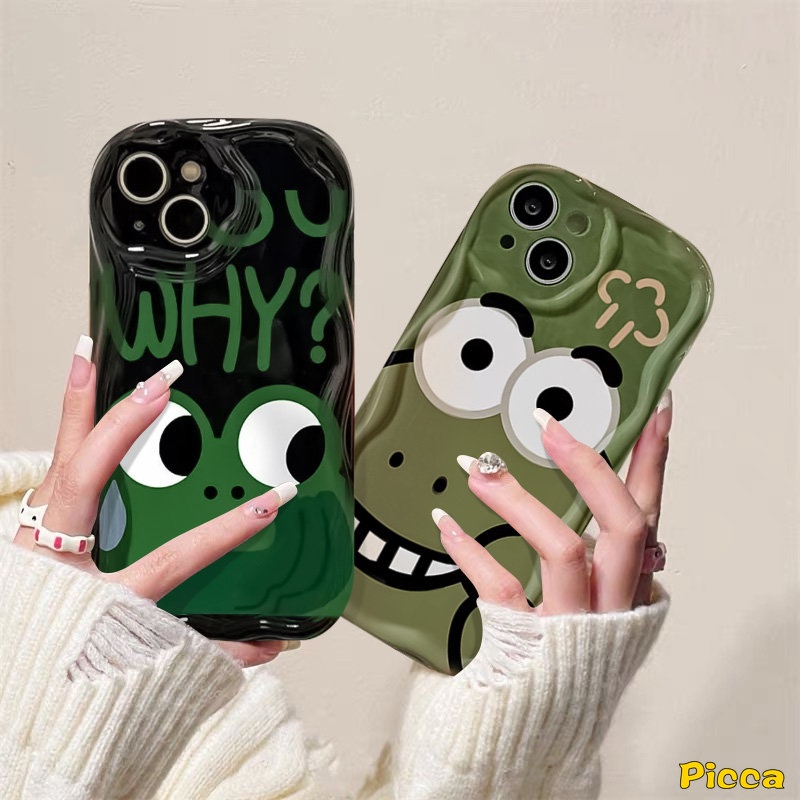 REDMI Casing Pasangan Untuk Redmi9 10A 10C A1 10 A2 9A 9C NFC 9T Note11 8 9 10 11s 10s 10Pro 10 Pro Max Plus POCO M3 Kartun Kodok Monster Kecil Yang Lucu 3D Wavy Curved Edge Soft Tpu Cover