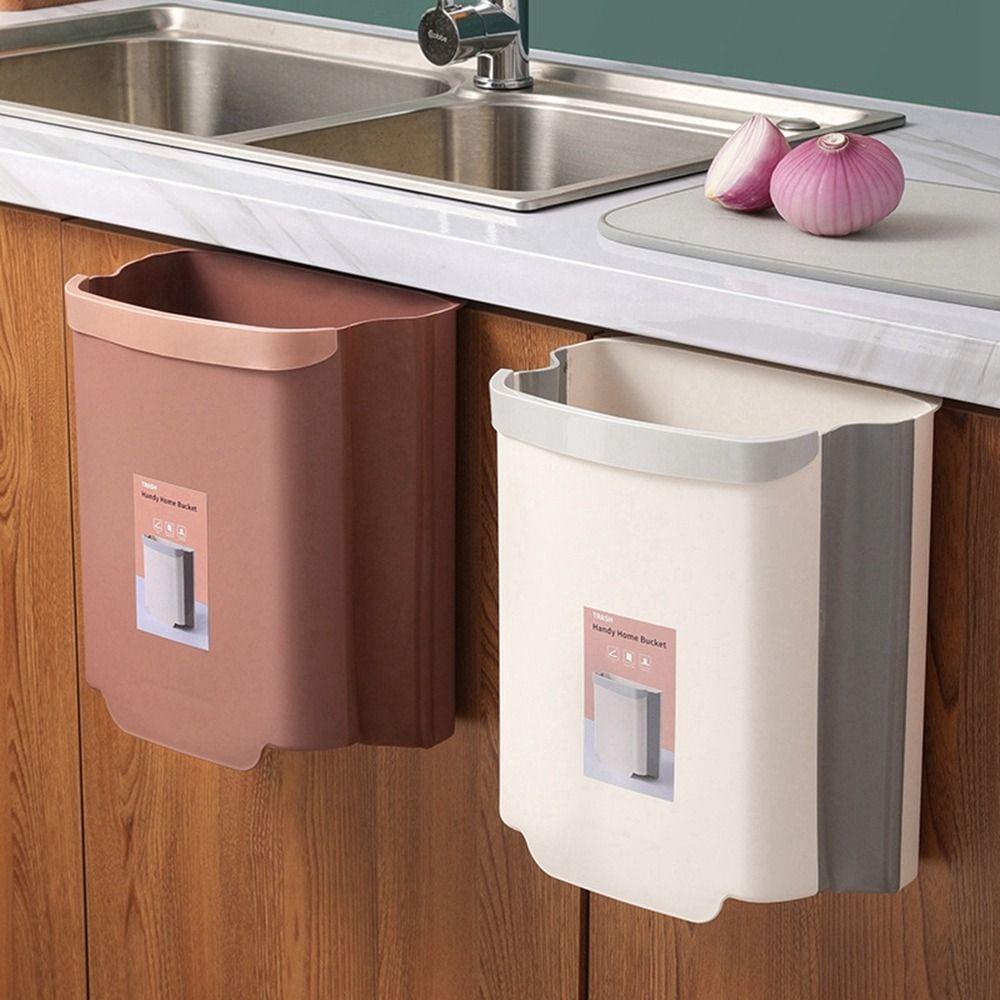 【 ELEGANT 】 Tempat Sampah Plastik Lipat Gantung Lemari Sortir Sampah Dapur Trash Bin