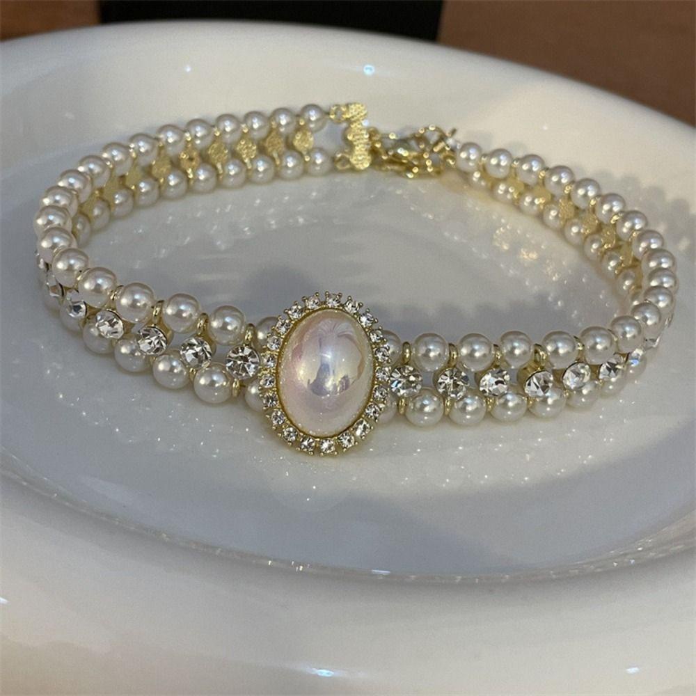 Set Perhiasan Mutiara Agustina Mewah Baroque Neckchain Aksesoris Perhiasan Gaya Korea Choker Temperamen|Anting Mutiara