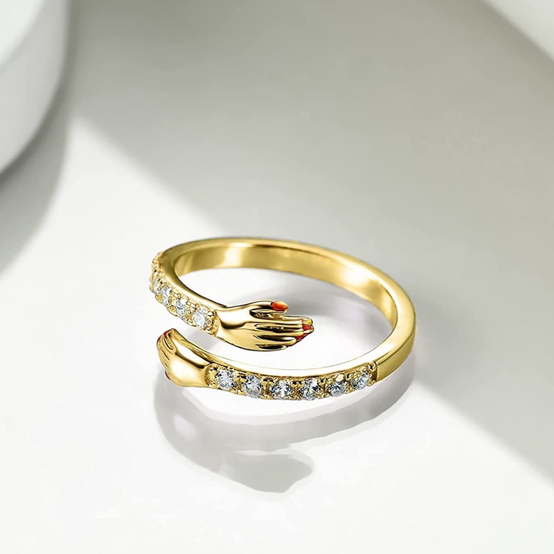 Mewah Zirkon Lengan Tangan Peluk Cinta Cincin Untuk Pasangan Baru Punk Fashion Pembukaan Yang Dapat Disesuaikan Cincin Untuk Wanita2023Hadiah Kekasih Romantis