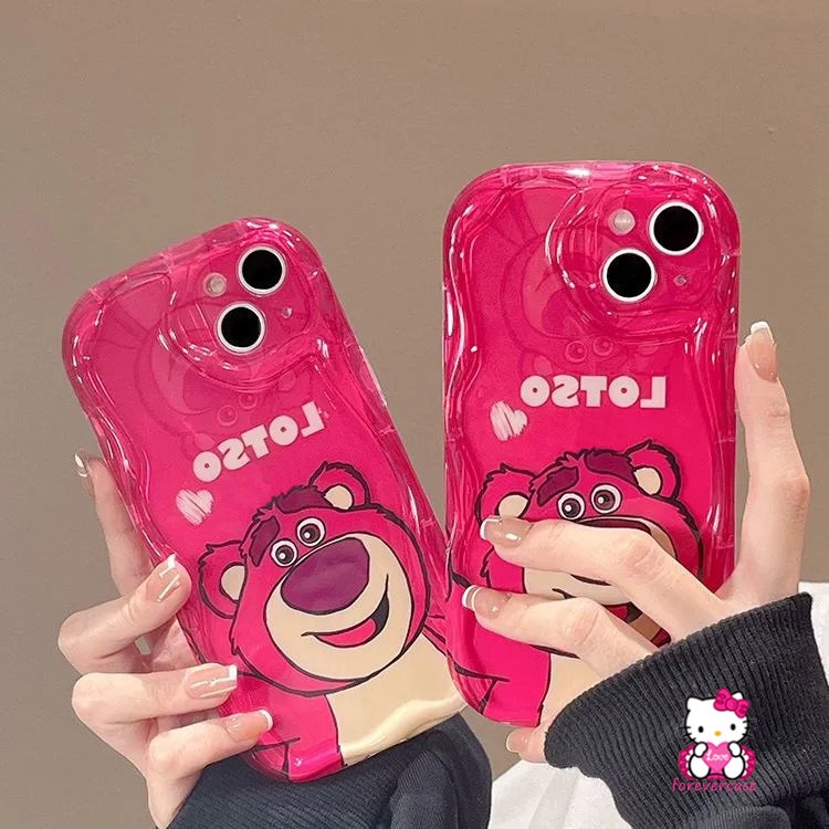 Dinosaurus Case Untuk Realme C53 C55 C31 C25s C21Y C25Y C33 C15 C30 C35 C25 C11 C12 C17 C20 C21 C20A C3 6i 5s 5 5i 7i 30A 20 3D Wavy Curved Edge Cartoon Strawberry Bear Manyo Cover