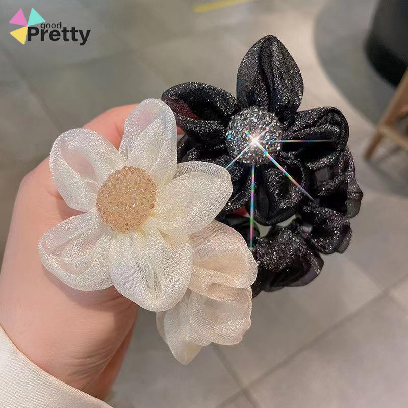 Ikat Rambut Scrunchie Korea Perempuan Model Bunga Daisy Aksesoris Wanita - PD