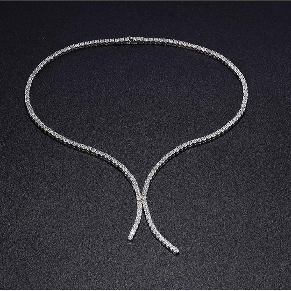 Fishstick Kristal Set Perhiasan Hadiah Pesta Elegan Rumbai Zirkon Mengkilap Sederhana Wanita Kalung