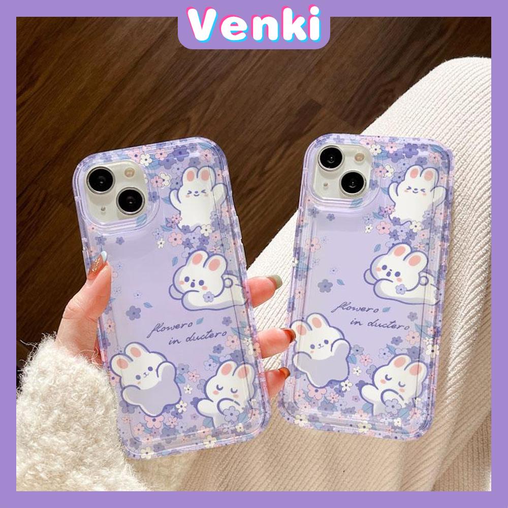 VENKI - For iPhone 11 Case Clear Phone Case TPU Soft Case Airbag Shockproof Protection Camera Cute Flower Bunny Compatible with iPhone 14 13 Pro Max iPhone 12 Pro Max XR XS 7 8Plus