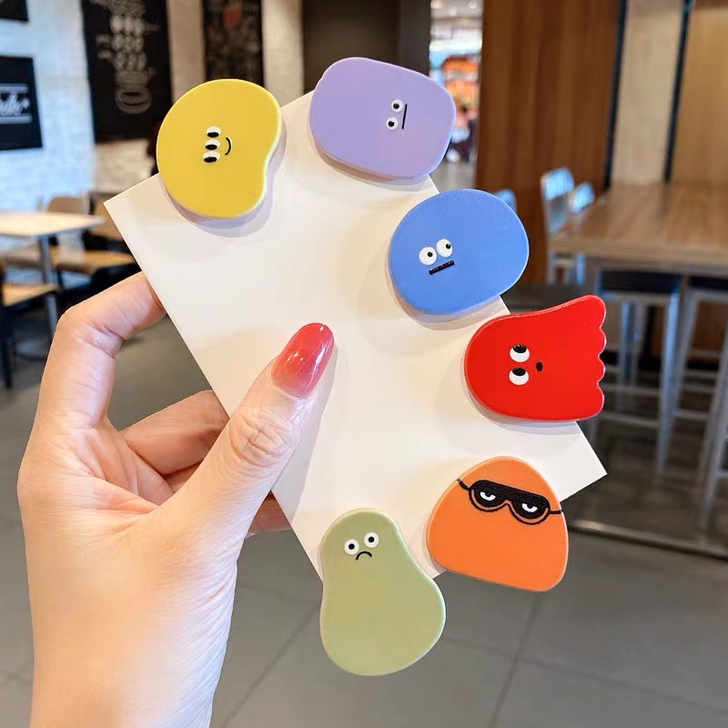 2 Pcs Unik Lucu Kartun Press Klip Temperamen Lucu Fashion Versi Korea Smiley Face Hair Clip Gadis Poni Klip Aksesoris Rambut