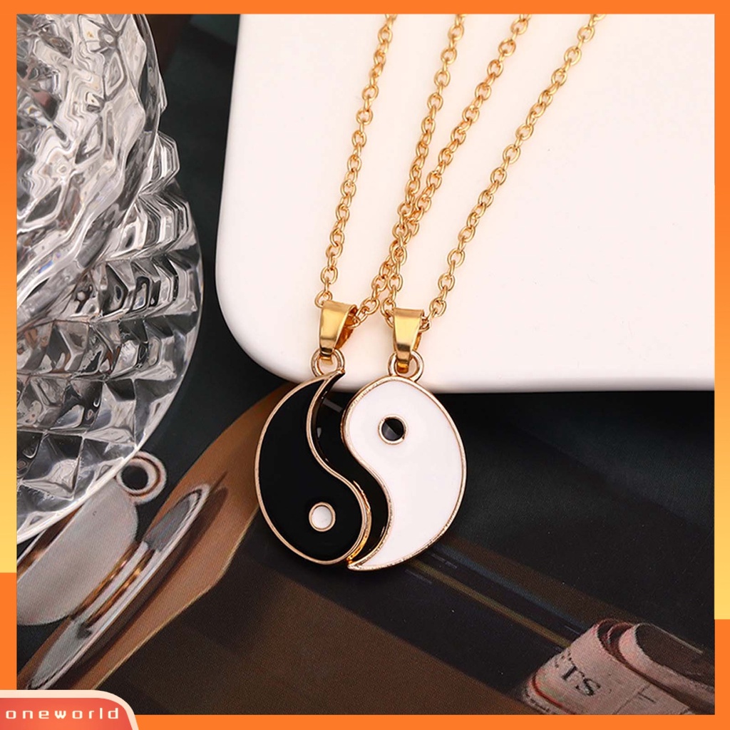 [ONE] 2pcs/set Kalung Rantai Tai Chi Liontin Pasangan Memorial Stainless Untuk Hadiah