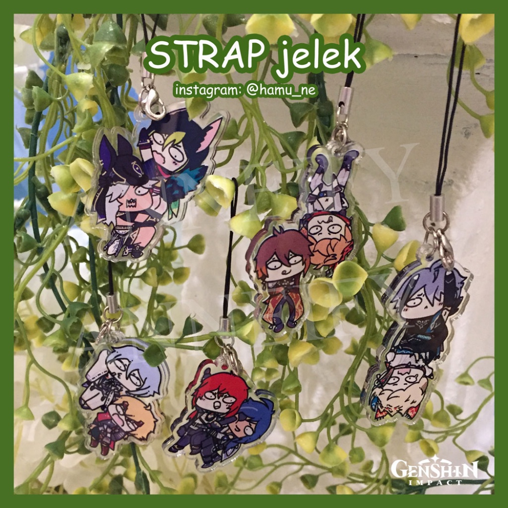 Genshin Strap Keychain Akrilik Anime Jelek Haitham Kaveh Cyno Tighnari Diluc Kaeya Childe Zhongli Th