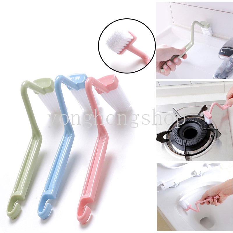 Kreatif Sikat Toilet Lengkung Berbentuk V Sikat Pembersih Gagang Panjang Multifungsi Sikat Berbulu Lembut Deep Cleaning Tool Corner Slot Gap Clearner