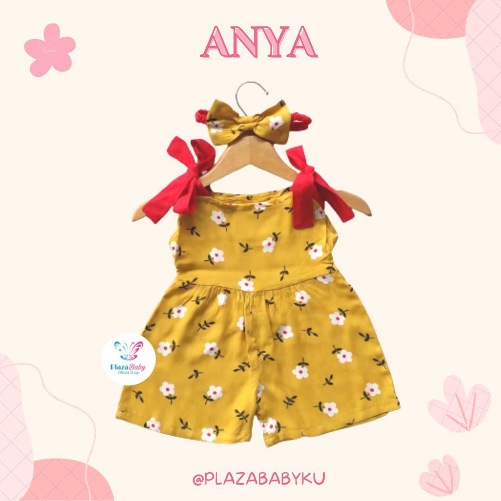 PROMO 7.7 plazababyku JUMPSUIT ANYA setelan anak perempuan jumper bayi motif bunga lucu free headband BUBIBEE