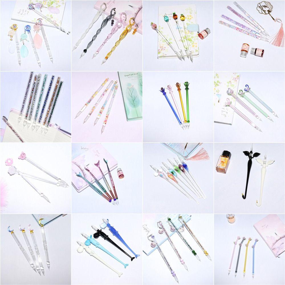 Mxbeauty Pen Kaca Suppiles Sekolah Antik Isi Tinta Pulpen Tulisan Fountain Pen Vintage Glass Dip Pen