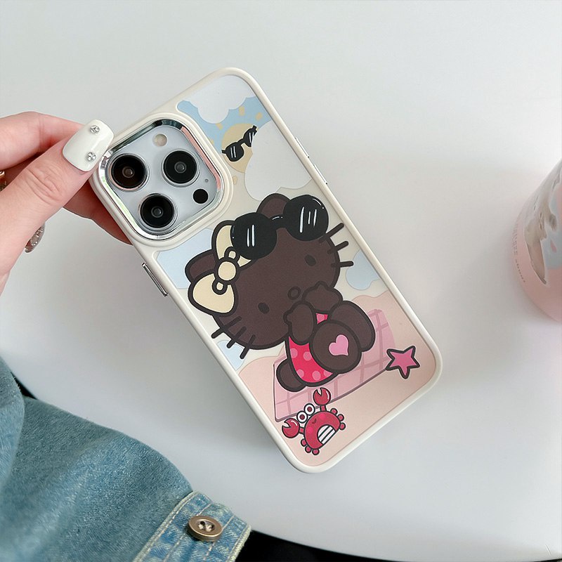 Summer Holiday Kitty Soft Silicon Case HP iP iPhone 12 13 14 Pro Max 11 Girl Woman FTD Casing Apple