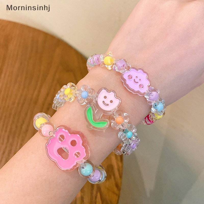 Mornin Kartun Anak-Anak Gelang Manik-Manik Warna Jelly Gelang Gadis Lucu Gelang Perhiasan Siswa Gelang Perhiasan id