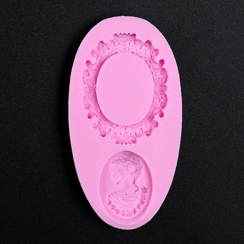 Cameo Fondant Cetakan Bentuk Oval Silikon Bakeware Cermin Alat Dekorasi Kue Gaya Klasik Cetakan Coklat Gadget Dapur