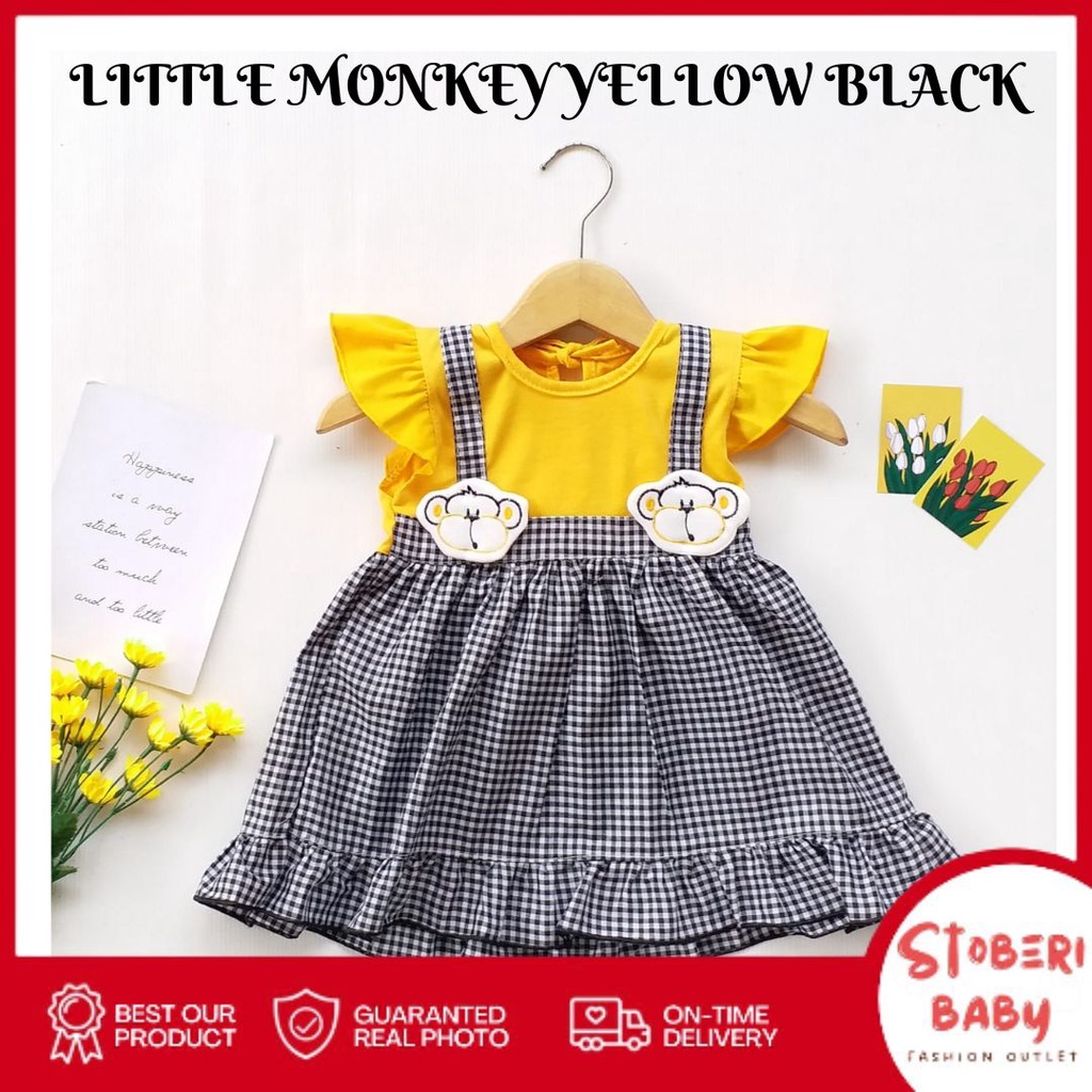 stoberi baby - QIU2 LITTLE MONKEY Baju Bayi Model Dress MURAH Baby Girl (0-6 bulan) Dress Anak Perempuan