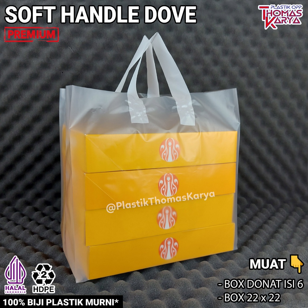 

Plastik Box Donat isi 50 Kantong SOFT HANDLE Bening Dove Transparan