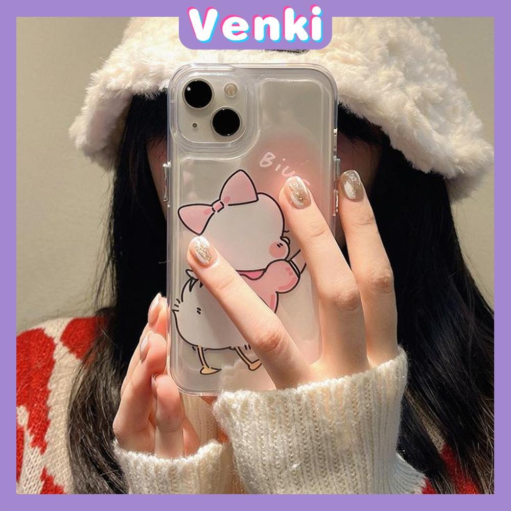 VENKI - Untuk iPhone 11 iPhone Case Bening Lubang Besar Space Case TPU Soft Case Shockproof Protection Camera Cute Duck Kompatibel dengan iPhone 14 13 Pro Max 12 Pro Max 11 Xr Xs Max 7 8