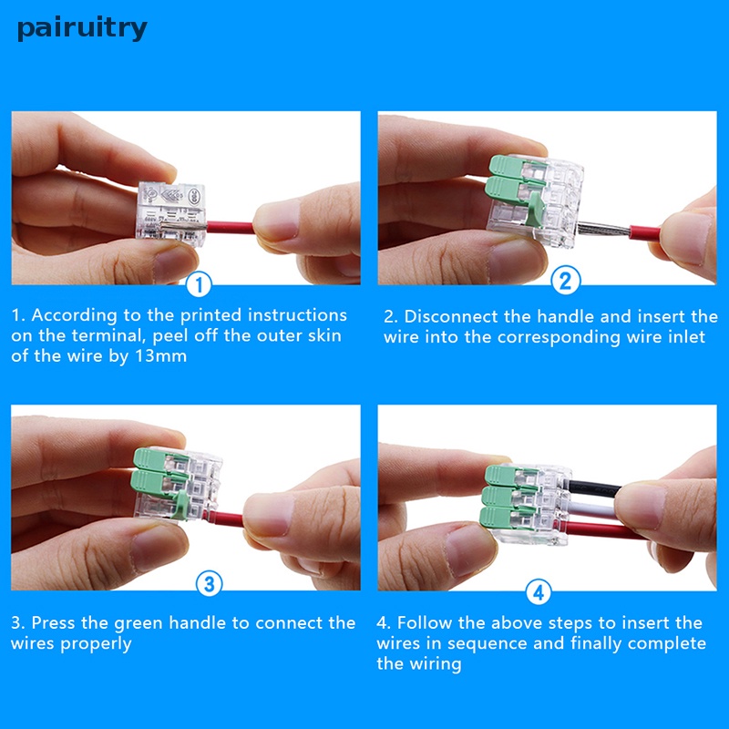 Konektor Kawat PRT Hijau Mini Quick Connector Universal Compact Wire Connector Plug-in Wire Terminal Konektor Rumah PRT