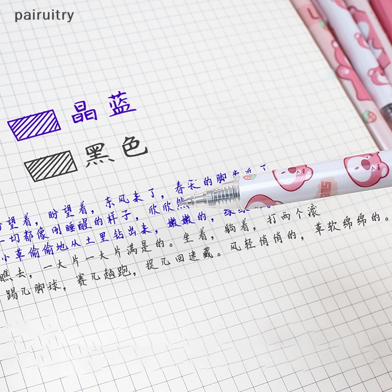 Prt Kartun Anime Press Gel Pen Set Dihapus Bolpen Tinta Hitam Biru Untuk Wrig Lucu Alat Tulis Untuk Perempuan PRT