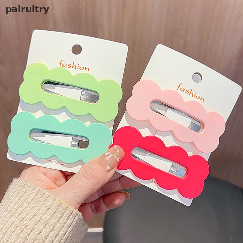 Prt 2Pcs Set 8cm Panjang Warna Solid Oblong Gelombang Besar Jepit Rambut Untuk Gadis Wanita Lucu Kawaii Jepit Rambut Manis Aksesoris Fashion PRT