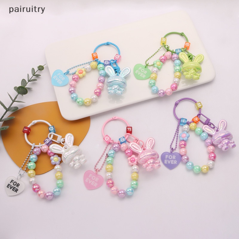 Prt Lucu Bebek Permen Warna Gantungan Kunci Smile Beads Key Chain Wanita Dompet Ransel Huruf Shell Liontin Untuk Airpods Pro PRT