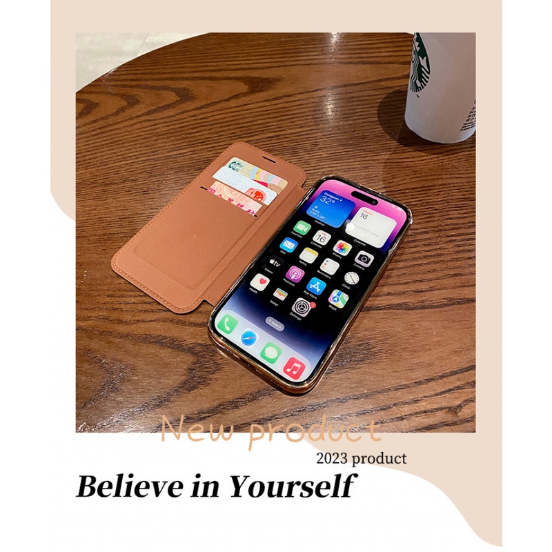 Flap Leather Magnetic Wireless Charging Cover Phone Case Untuk Iphone14 13 12 11 Pro Max