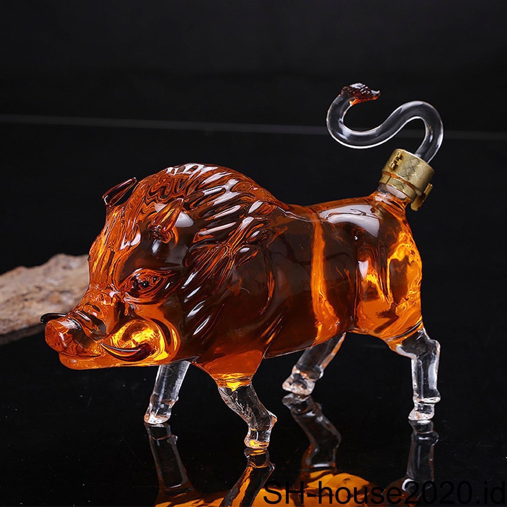 Dispenser Wine Decanter Liquor Bentuk Celeng 1000ml Novelty Untuk Brandy Vodka
