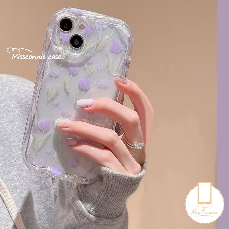 Bunga Segar Tulip Case Untuk Redmi 10A 9A 10a1 9 9T 10C A2 9C NFC Redmi Note9 10S 12 10 8 11s 11 10Pro Max POCO M3 Clear 3D Wavy Curved Edge Glossy Floral Soft Tpu Cover