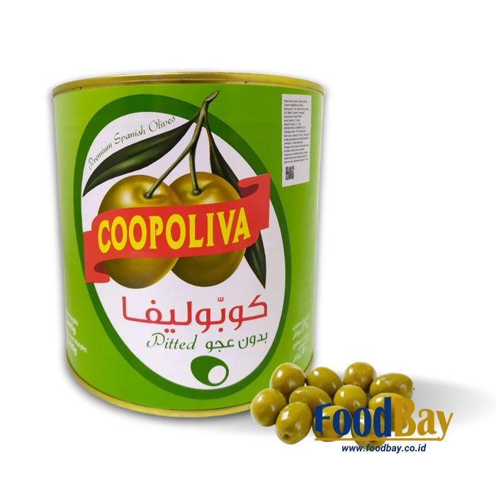 COOPOLIVA Pitted Green Olives Buah Zaitun Olive Utuh Hijau Spain 2,6 Kg