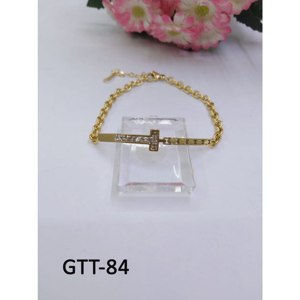 GELANG TANGAN KAKI TITANIUM RANTAI EMAS GOLD PLAT UKIR DIAM TERMURAH / DUNIA GELANG