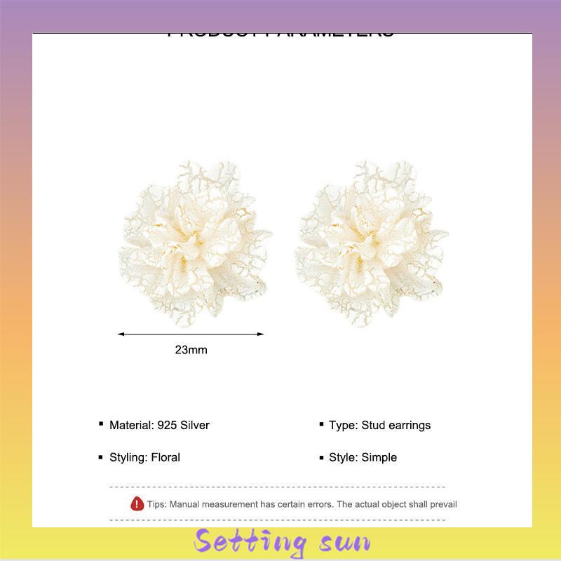 Anting Stud 925 Silver Needle Bentuk Bunga Camellia Fahion Korea Gaya Untuk Wanita TN