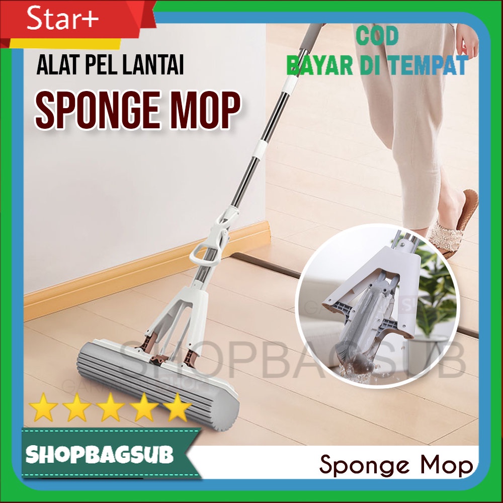 Alat Pel Set Peras Tarik Praktis Karet Pembersih Pelan Pengering Lantai Sodok Pel Busa Serbaguna