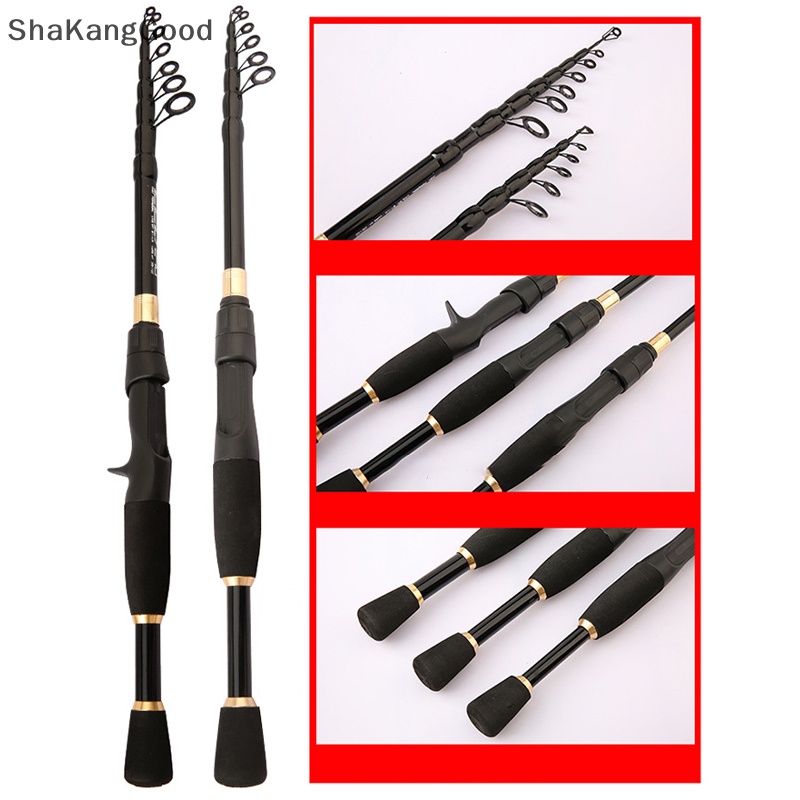 Skid Portable Casg Spinning Carbon Fiber Telescopic Retractable Lure Rod Peralatan Pancing Pancing Gagang EVA SKK