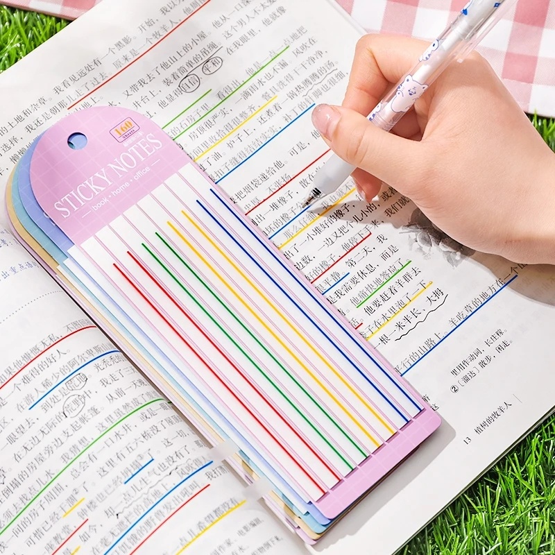 160lembar Colorful Long Line Slim Memo Pads/ Sticky Sticker Post Notes/ Alat Tulis Kantor Scrapbooking Perlengkapan Sekolah