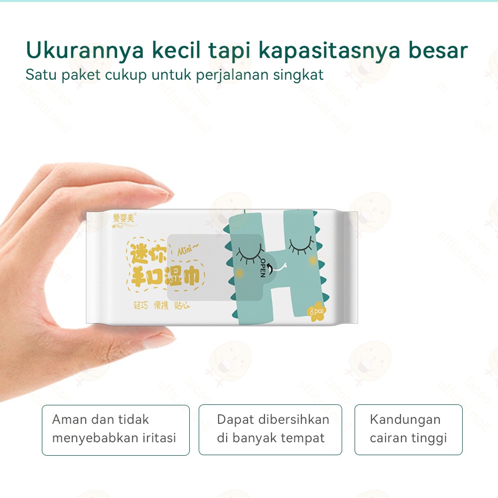 Lacoo Tisu basah karakter Tissue basah mini wet wipes lucu