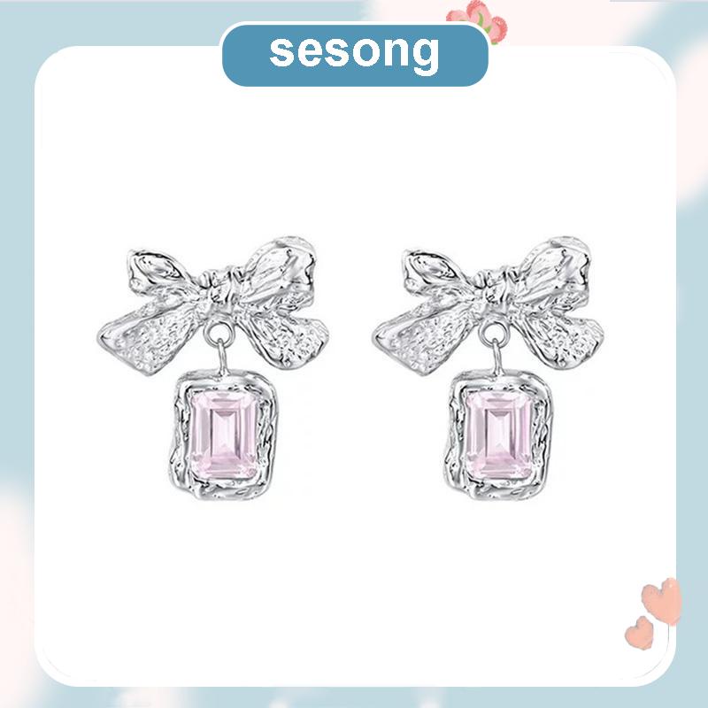 Anting Dasi Kupu-kupu Berlian Zircon Bow Stud Anting Fashion Korea Gaya Untuk Wanita SS