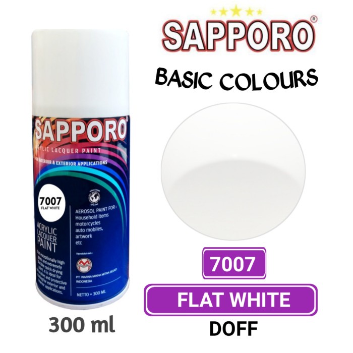 

7007 FLAT WHITE DOFF SAPPORO STANDAR 300ml Cat Semprot Pylok Pilok