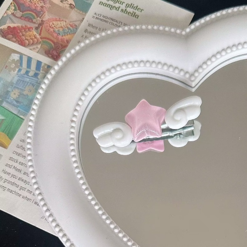 Ahellogirl Klip Rambut Awan Baru Gadis Hati Bintang Berujung Lima Duckbill Klip Kecil Segar Sisi Klip Jaring Merah Klip Besar Hiu Klip