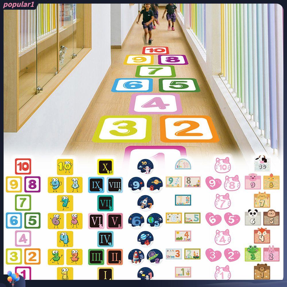 Populer Hopscotch Game Removable Tk Ornamen Dekorasi Rumah Kartun Angka Grids