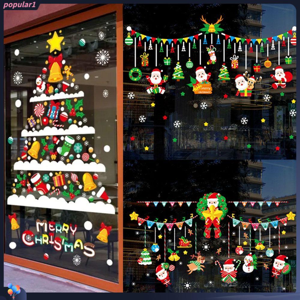 Stiker Dinding Populer Hadiah Tahun Baru Baru Decor Merry Christmas