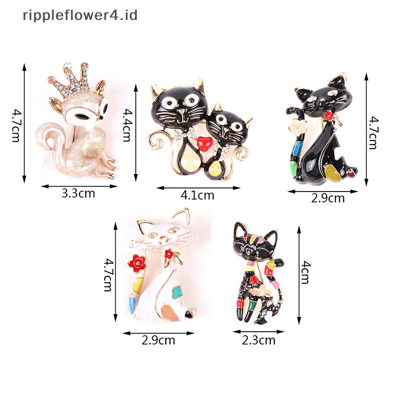 {rippleflower4.id} Bros Kucing Cat Enamel Lucu Unisex Wanita Pria Brooch Pin Perhiasan Desain Hewan~