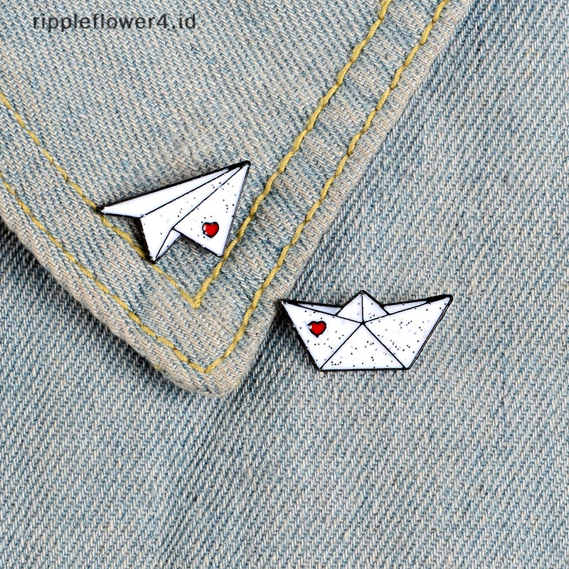 {rippleflower4.id} Pesawat Kertas Perahu Enamel Pin Cinta Bros Kerah Pin Baju Tas Pesawat Feri Lencana Mini Perhiasan Hadiah~