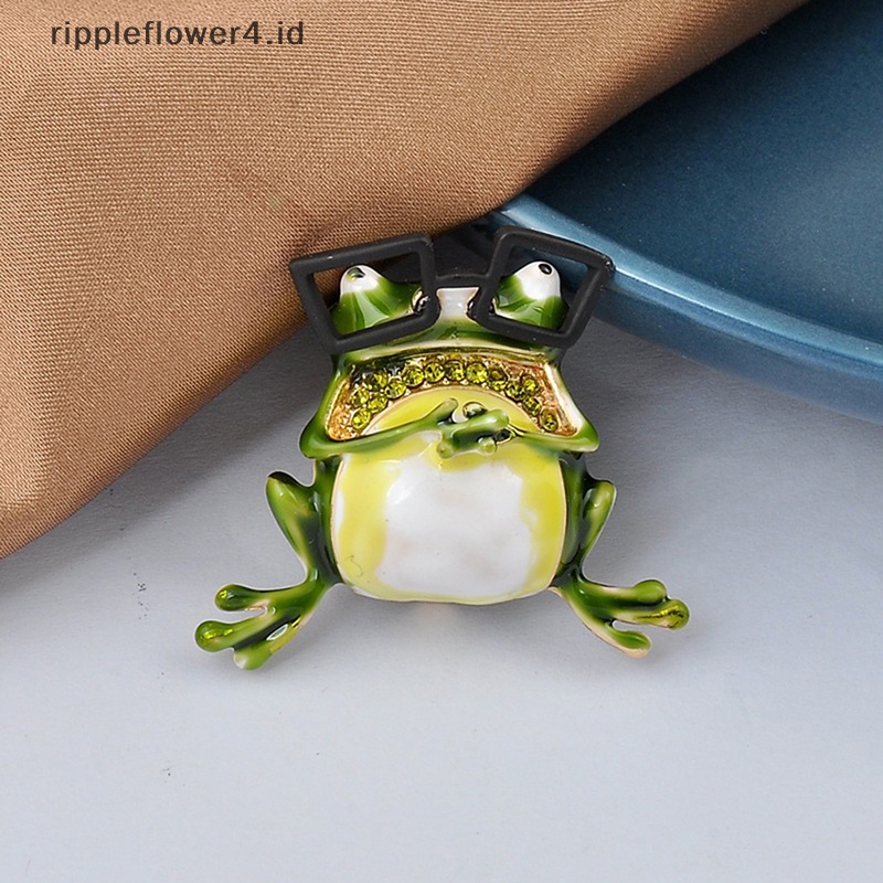 {rippleflower4.id} Fashion Vintage Lucu Kacamata Kodok Bros Dekorasi Logam Bros Syal Sweater Setelan Pin Up Gesper Hewan Bros Peniti Kerah Perhiasan Pin~
