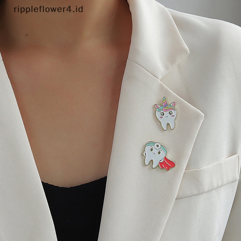 {rippleflower4.id} Pin Enamel Kesehatan Mulut Peri Gigi Bros Lucu Kartun Kerah Lencana Pin Trendi Ransel Lapel Perhiasan Hadiah~