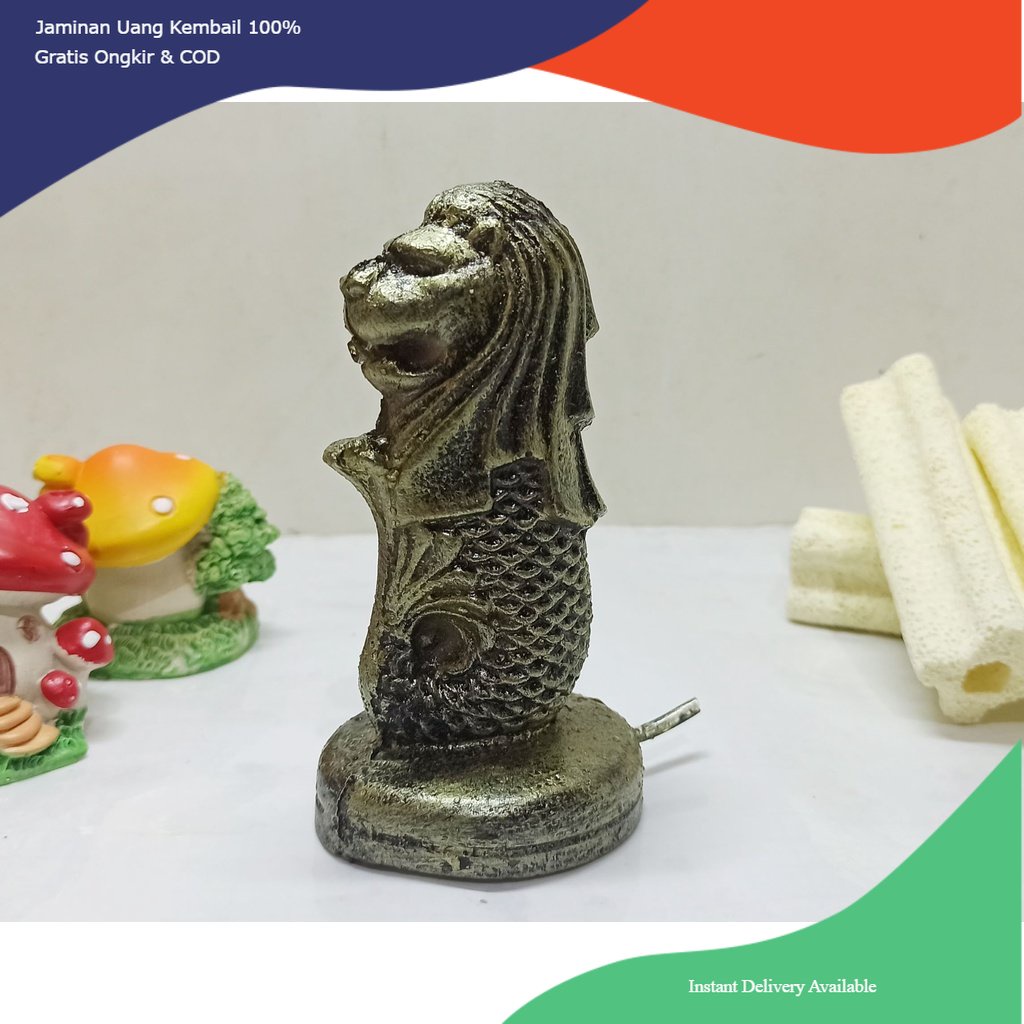 hiasan aquarium patung merlion singapura, hiasan aquarium patung singapura, hiasan aquarium patung m