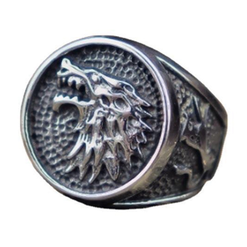 Retro Viking Serigala Cincin Untuk Pria Biker Es Serigala Rumah Stark Winterfell Hewan Pria Cincin Nordic Fashion Perhiasan